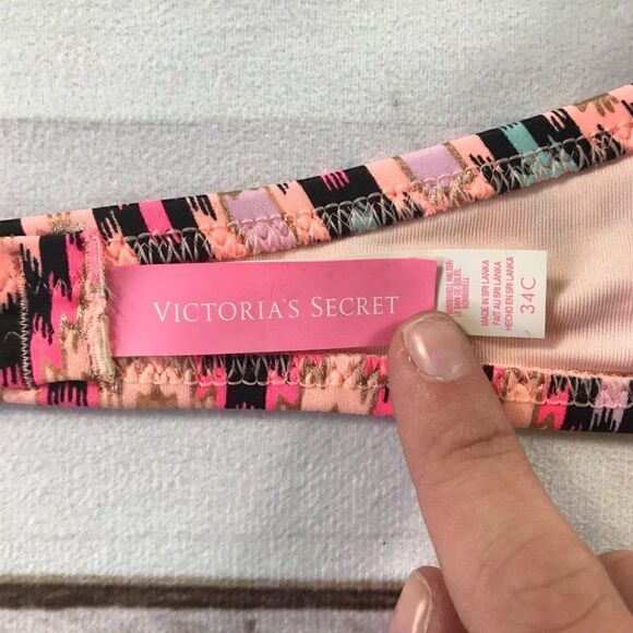 Victoria's Secret Multi Colored Bikini Top Halter Strap 34C - Picture 4 of 8
